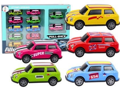 Set di auto colorate con motore, 12 pezzi