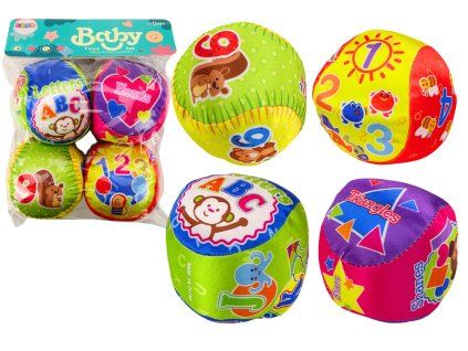 Set di 4 palline educative morbide colorate con sonaglio