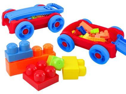 Set di blocchi in carrello blu-rosso