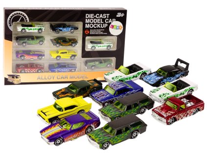 Sada kovových autíček 1:64 10 ks