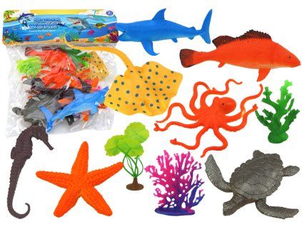 Set di animali marini e piante acquatiche 7 pezzi