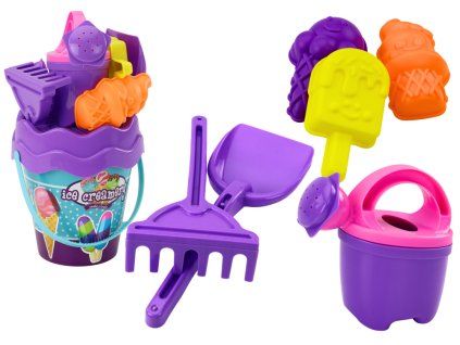 Set da spiaggia secchiello pala rastrello annaffiatoio gelato