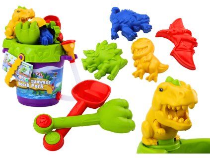 Set da spiaggia con secchiello, annaffiatoio e formine dinosauri