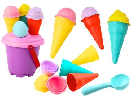 Set da spiaggia Gelato rosa 6 pezzi secchiello e pala