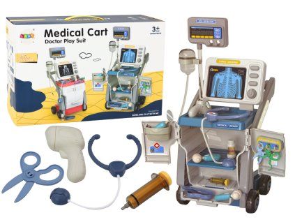 Set per piccolo dottore carrello medico blu