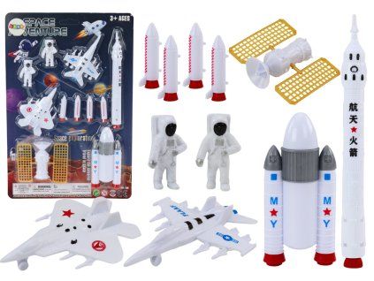 Set di figurine spaziali Astronauti e razzi 11 pz
