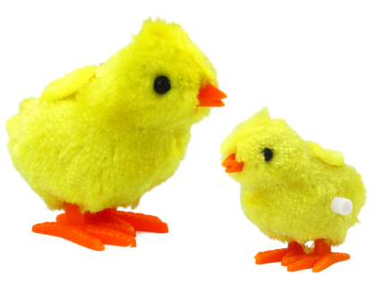 Pulcino di peluche giallo a molla