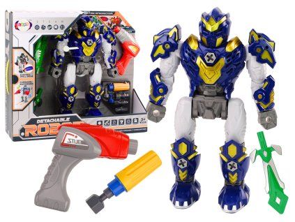 Robot avvitatore con trapano, cacciavite, luci e suoni, blu scuro