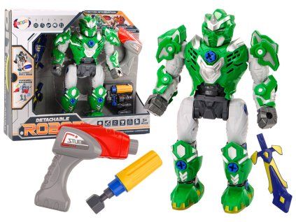 Robot avvitatore con arma, trapano e cacciavite con luci e suoni verde