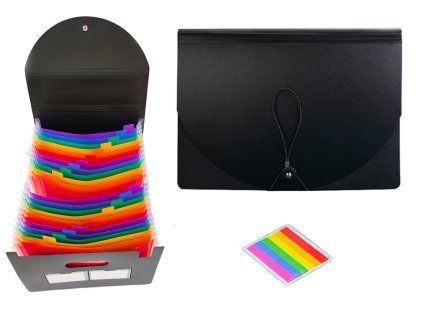 Organizzatore colorato per documenti A4 con scomparti e segnalibri