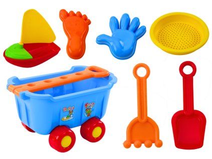 Set di giocattoli da spiaggia in carrello blu