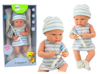 Bambola neonata con cappellino e bavaglino blu