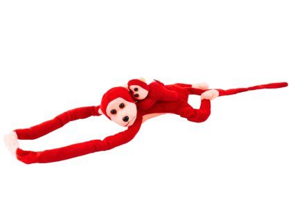 Peluche scimmietta con cucciolo 70 cm rossa