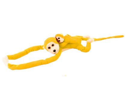 Scimmietta di peluche con cucciolo 90 cm gialla