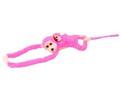 Scimmietta di peluche con cucciolo 90 cm rosa
