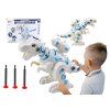 Robot dinosauro con lanciatore di frecce, luci e suoni bianco