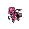 Kočárek pro panenky Alice 2v1 růžovo černý2