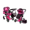 Kočárek pro panenky Alice 2v1 růžovo černý1