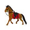 Figura di cavallo in velluto con sella rossa marrone