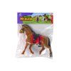 Figura di cavallo in velluto con sella rossa marrone