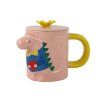 Tazza Dinosauro con cucchiaino e coperchio rosa