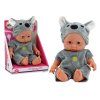 Piccola bambola per bambini in abito grigio e cappellino da koala