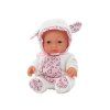 Piccola bambola neonata vestito bianco cappellino fiocchetto orecchie