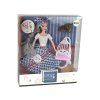 Bambola per bambini Emily con capelli grigi e gattino sulla altalena