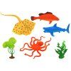 Set di animali marini e piante acquatiche 7 pezzi