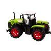 Trattore agricolo verde con rimorchio per legna 9 tronchi