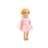 Bambola con vestito rosa in tulle e capelli biondi