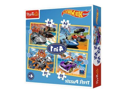 Puzzle Hot Wheels 4v1 Transporto priemonės Trefl 34627