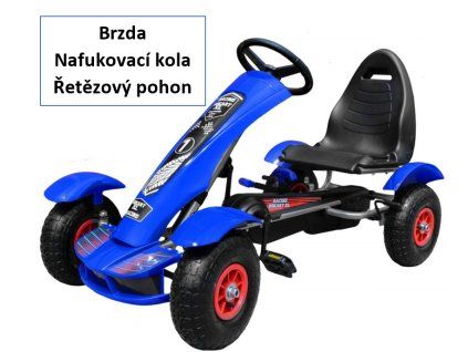 Vaikiška pedalų kartingas formulė 01 mėlyna