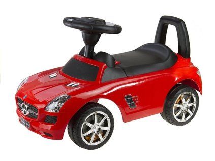 Raudonas Mercedes Benz balansinis dviratis su garsais