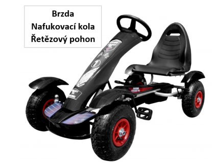 Vaikiška pedalų go-kartas formulė 01 juoda