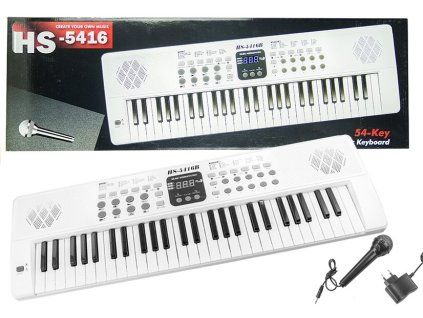 velký dětský keyboard s mikrofonem bílý (2)