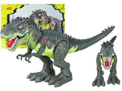 Dinosaurus Tyranosaurus Rex na baterie zelený