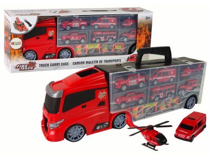 Gaisrininkų krovininis automobilis su saugojimo erdve