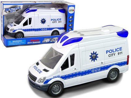 Interaktyvus baltas policijos automobilis