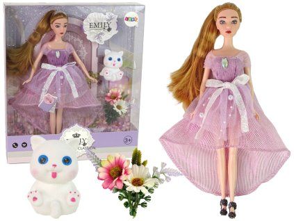Lėlė Emily su katinėliu ir gėle