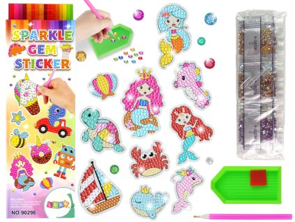 Sada diamantových samolepek mořský svět DIY