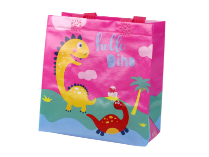 Dovanų maišelis Dinosaurus 23cm x 21,5cm x 11cm rožinis