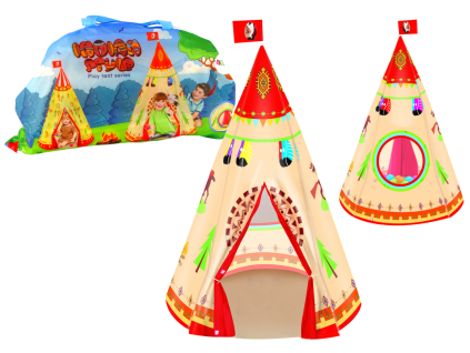 Indiánský stan Teepee pro děti 160 cm x 105 cm krémový