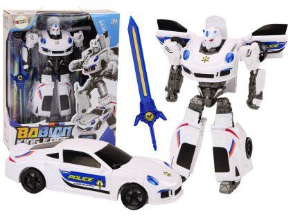 Auto-robot 2v1 Transformace Policejní Auto Bílé