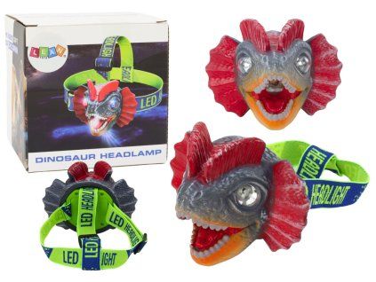 Nastavitelná čelovka dinosaurus se 3 LED diodami