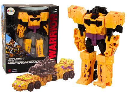 Robotas tankas su ginklu 2v1 Transformacija X-Warrior geltonas