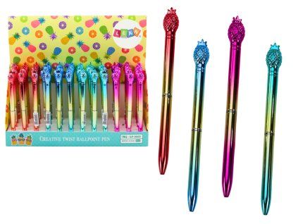 Propiska s ananasem modrý inkoust 0,7 mm mix