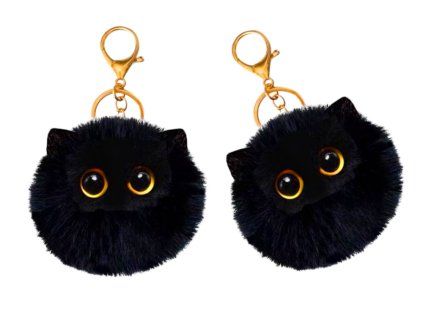 Plyšový přívěsek na klíče kočka černá
