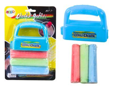 Křídy na chodník s držákem modrý