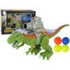 Žalias dinozauras su katapultu, vaikščiojanti figūrėlė